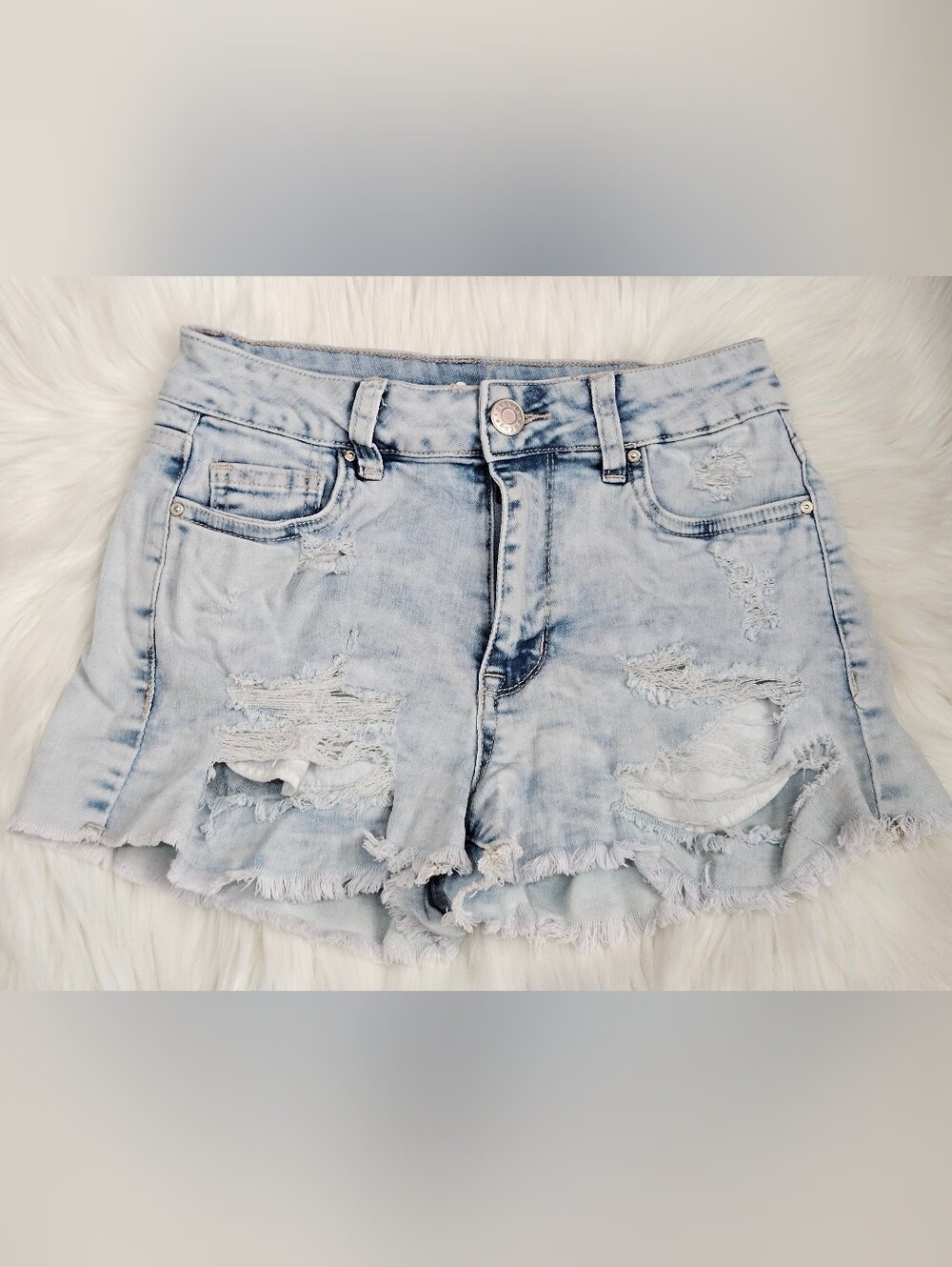 Refuge Acid Wash Distressed Denim Shorts